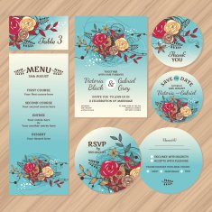 Set of floral wedding cards N28