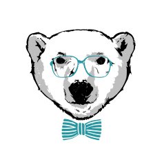 Hipster white bear in the glasses N2