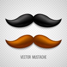 Brown black isolated mustaches set Vector illustration