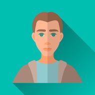 Young man square flat icon