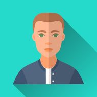 Young man in a college bomber square flat icon