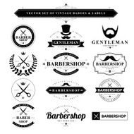 Set of black &amp; white vintage badges and labels N3