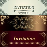 Collection of vector invitation cards in vintage style N2