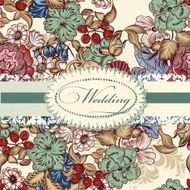 Fashion wedding invitation card with flowers