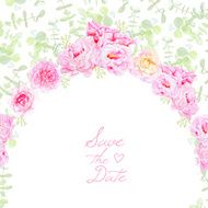 Garden peonies wedding vector card
