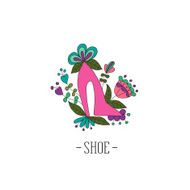 Stylized womens shoes in the flowers