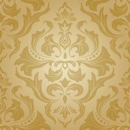 Golden damask seamless floral pattern