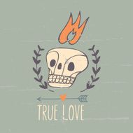 romantic vintage print with skull N2