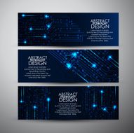 Vector banners set with Abstract blue lights technology background