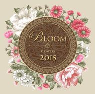 Peonies chamomile Wildflowers Vintage Greeting Card with Blooming Flowers