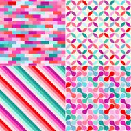 seamless multicolor geometric pattern set