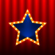 retro star banners on the red curtain background