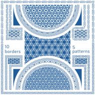 Geometric seamless patterns 10 abstract frame borders 5 ornaments
