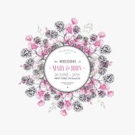 Round flower composition Wedding invitation Vector illustration N3