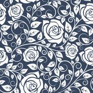 Seamles pattern with stems of white roses