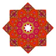 Red mandala with floral print isolated on a white background
