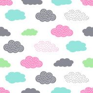 Colorful seamless pattern with clouds for kids holidays N2