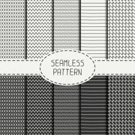 Set of abstract line stripes geometric seamless pattern Hand drawn