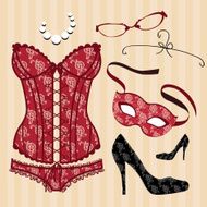 elements for women - Carnival Mask Corset Necklace Shoes Glasses