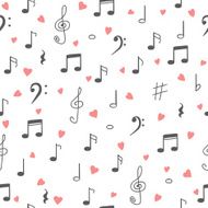 I love music Music seamless pattern background Hand drawn musi