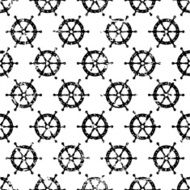 Hand drawn vector seamless pattern with black steering wheel N2