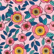 Vintage pattern with pink flower N2