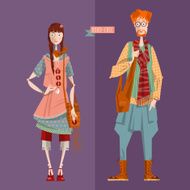 Boho fashion Couple dressed in boho style clothes