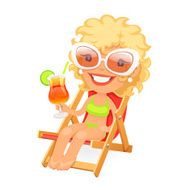 Young Blonde Girl Relaxing in a Deckchair