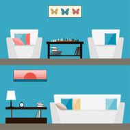 Simple interior Trendy flat style isolated on stylish blue cover