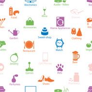 shop department color vectors symbols seamless pattern eps10