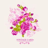 Vintage Floral Card with Roses N3