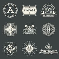Retro design insignias logotypes set 4 Vector vintage elements