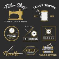 Set of vintage tailor shop logo labels badges