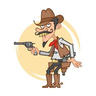 Funny cowboy with gun