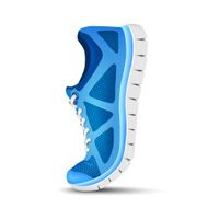 Blue curved sport shoes for running