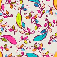 Vector seamless pattern with multicolor decorative leaves