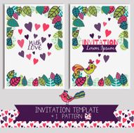 Invitation template 1 pattern with hearts