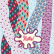 Greeting card design template Hand-drawn cute colored patterns N2