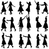 Black silhouettes of beautiful womans on white background