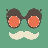 Vintage hipster sunglasses and mustache vector object N7