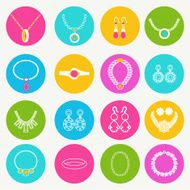 icons set women accessories collection of jewellery