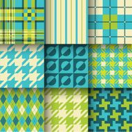 Set of seamless backgrounds with pattern striped chess checkered N12
