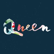 Queen to print T-shirts Watercolor background Hand lettering N2