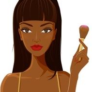 Attractive woman applying blush Fashion makeup and beauty conc