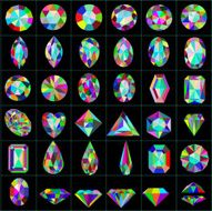set of precious and artificial stones