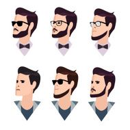 flat cartoon hipster character set vector illustration N2