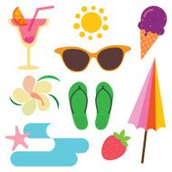 Summer icons and illustrations