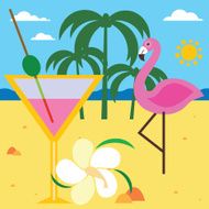 Summer still life with flamingo