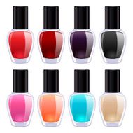 Set of colorful nail polish bottles