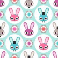seamless cute rabbit cartoon pattern N2